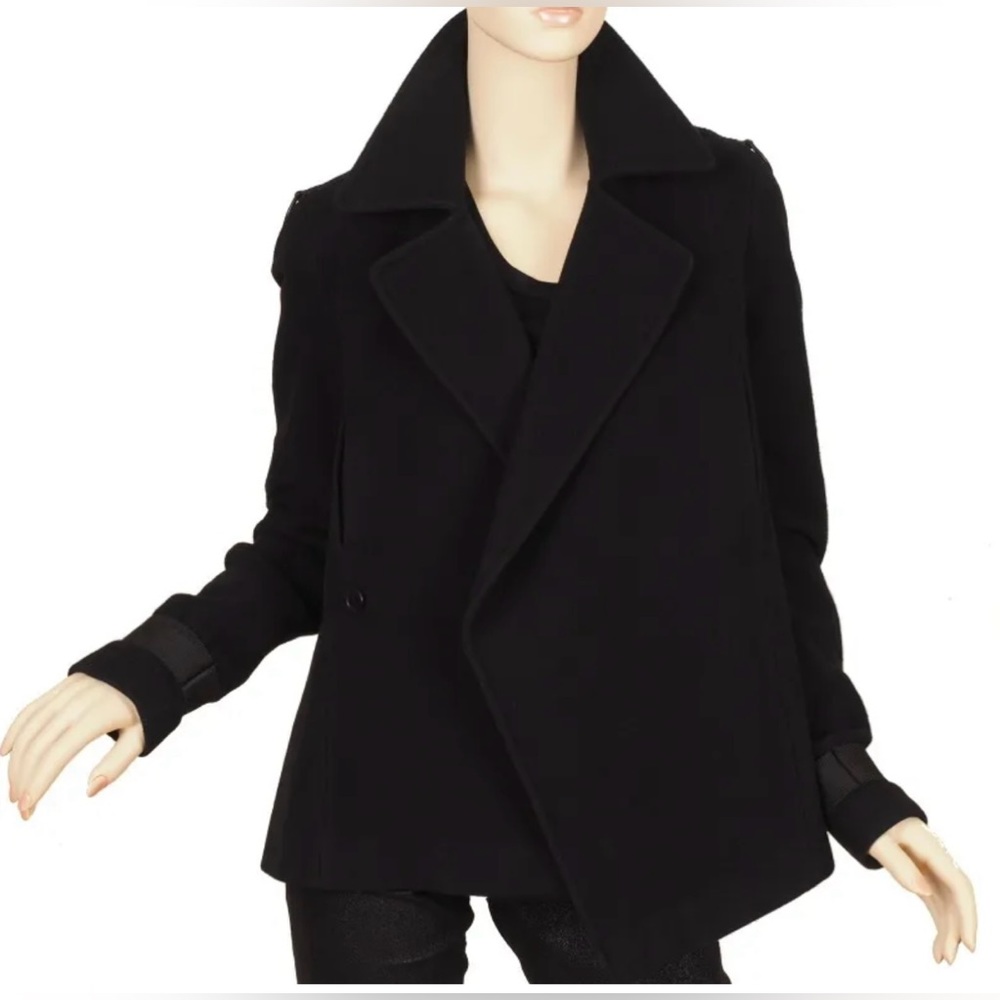GIVENCHY WOOL CASHMERE BLACK PEA COAT 40/8